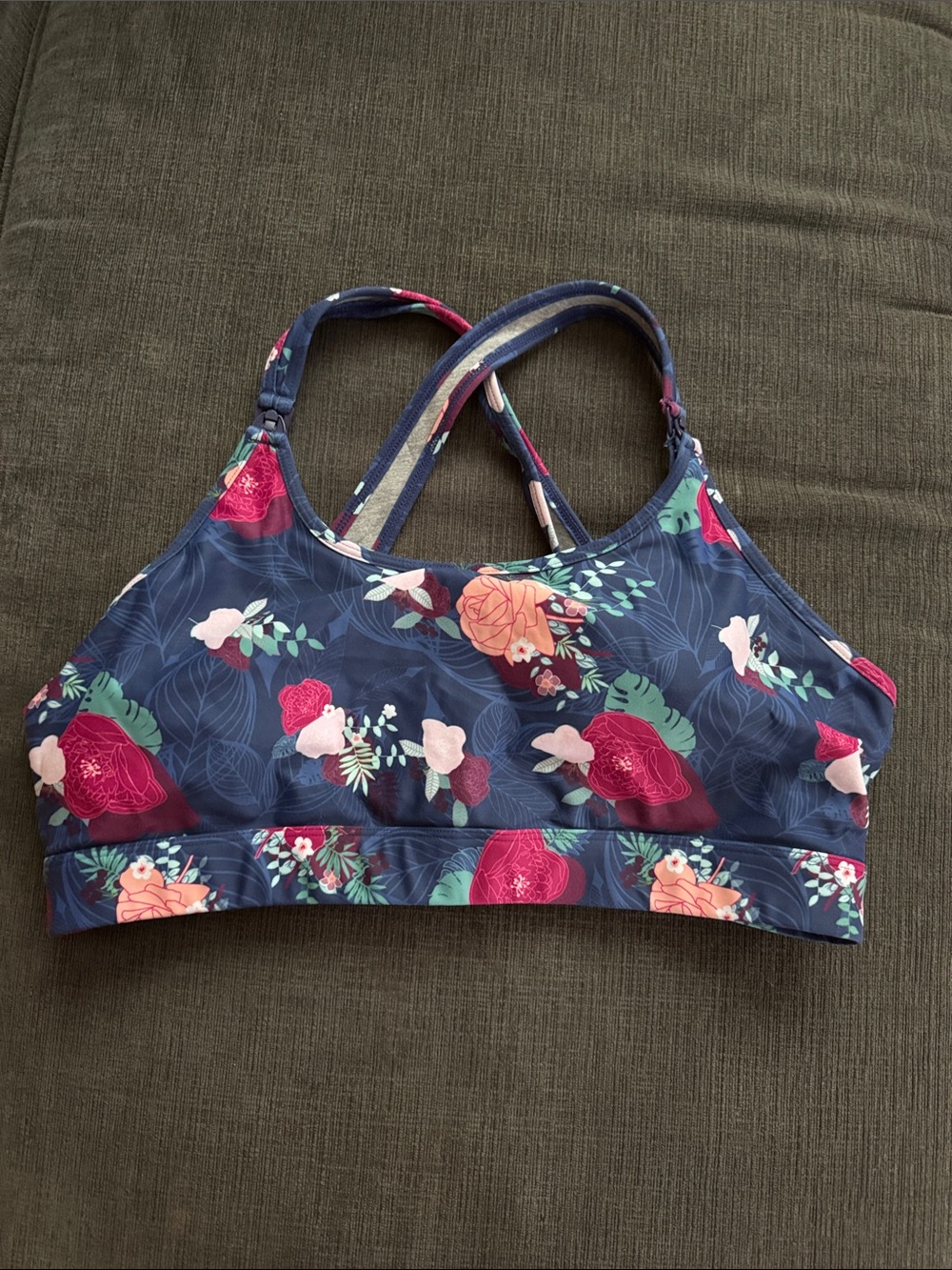 Floral Navy Strappy NURSING Sports Bra